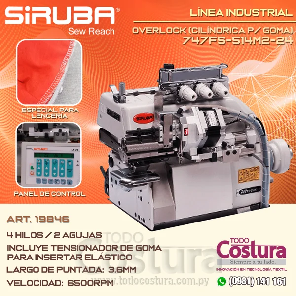 OVERLOCK (CILINDRICA - P/ GOMA) 747FS-514M2-24/LF-D6/LFAK-D